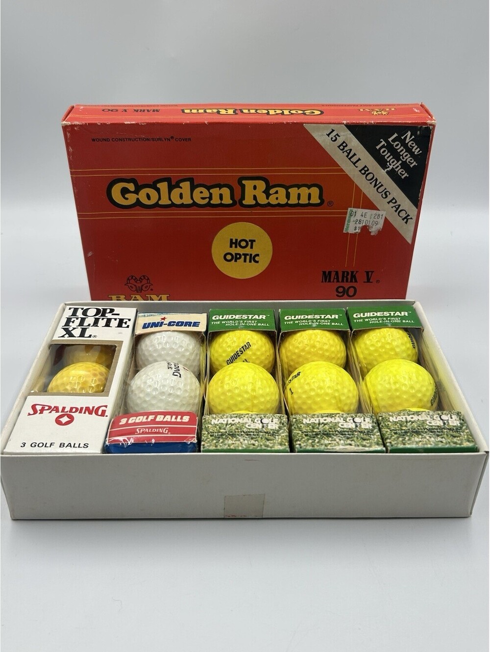 Vintage Golf Ball Lot 15 Balls Spalding Top-Flite XL Guidestar Uni-Core Boxed